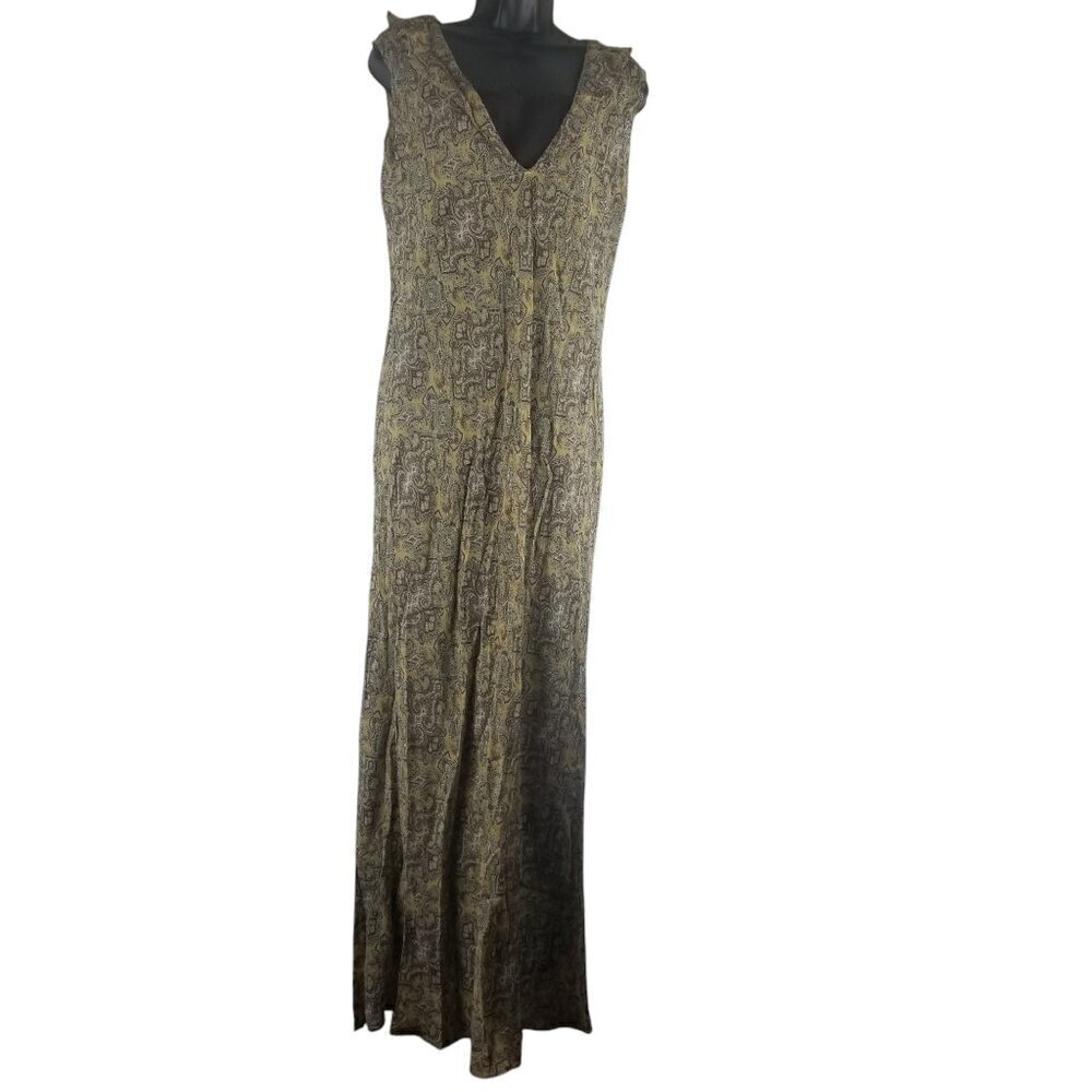 NWT Women's Vintage Paisley Print Boho Babydoll Lined Maxi Dress Sz M